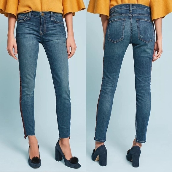CURRENT/ELLIOTT THE STILETTO TOWNIE W/SLANTED STEP HEM TUXEDO STRIPE DENIM JEANS - Picture 2 of 16